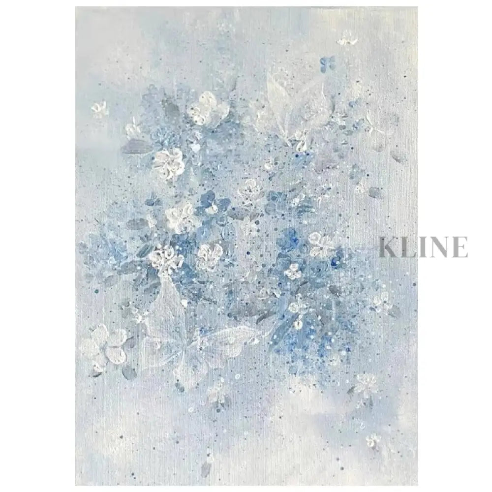 Azure Bloom Floral Painting - Hand Painting