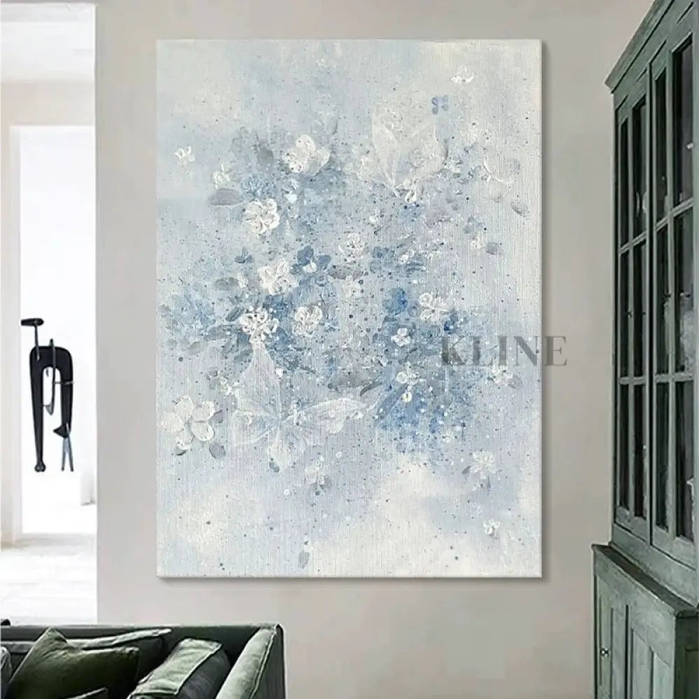 Azure Bloom Floral Painting - Hand Painting