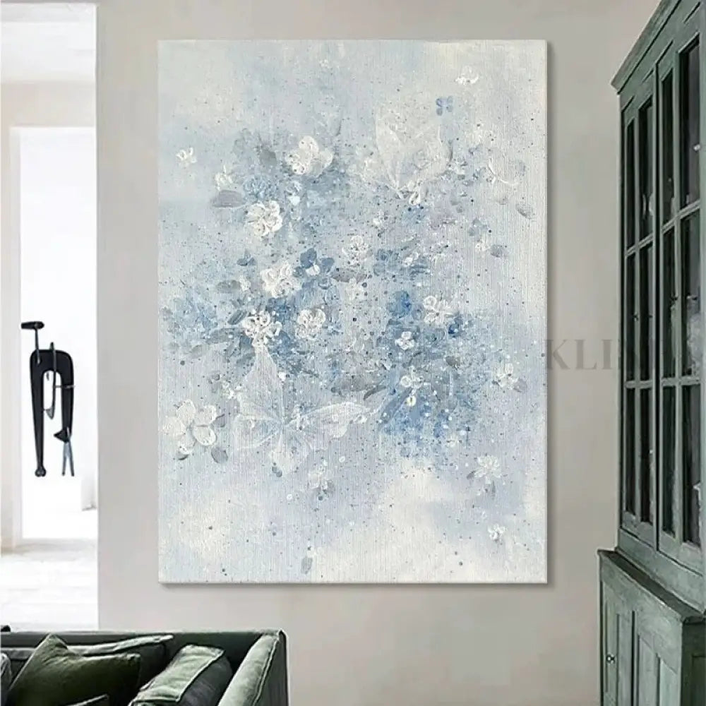 Azure Bloom Floral Painting - Hand Painting