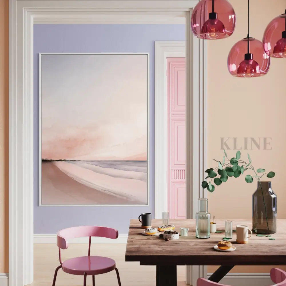 Beach Sunset - Hand Painting Pink Wall Art
