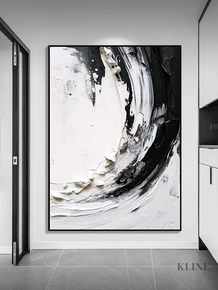 Beautiful Black and White Textured Painting - Hand Painting