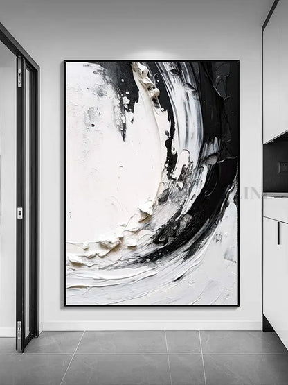 Beautiful Black and White Textured Painting - Hand Painting