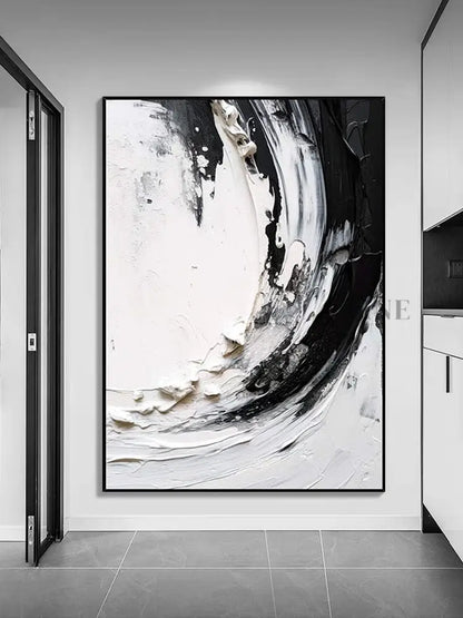 Beautiful Black and White Textured Painting - Hand Painting