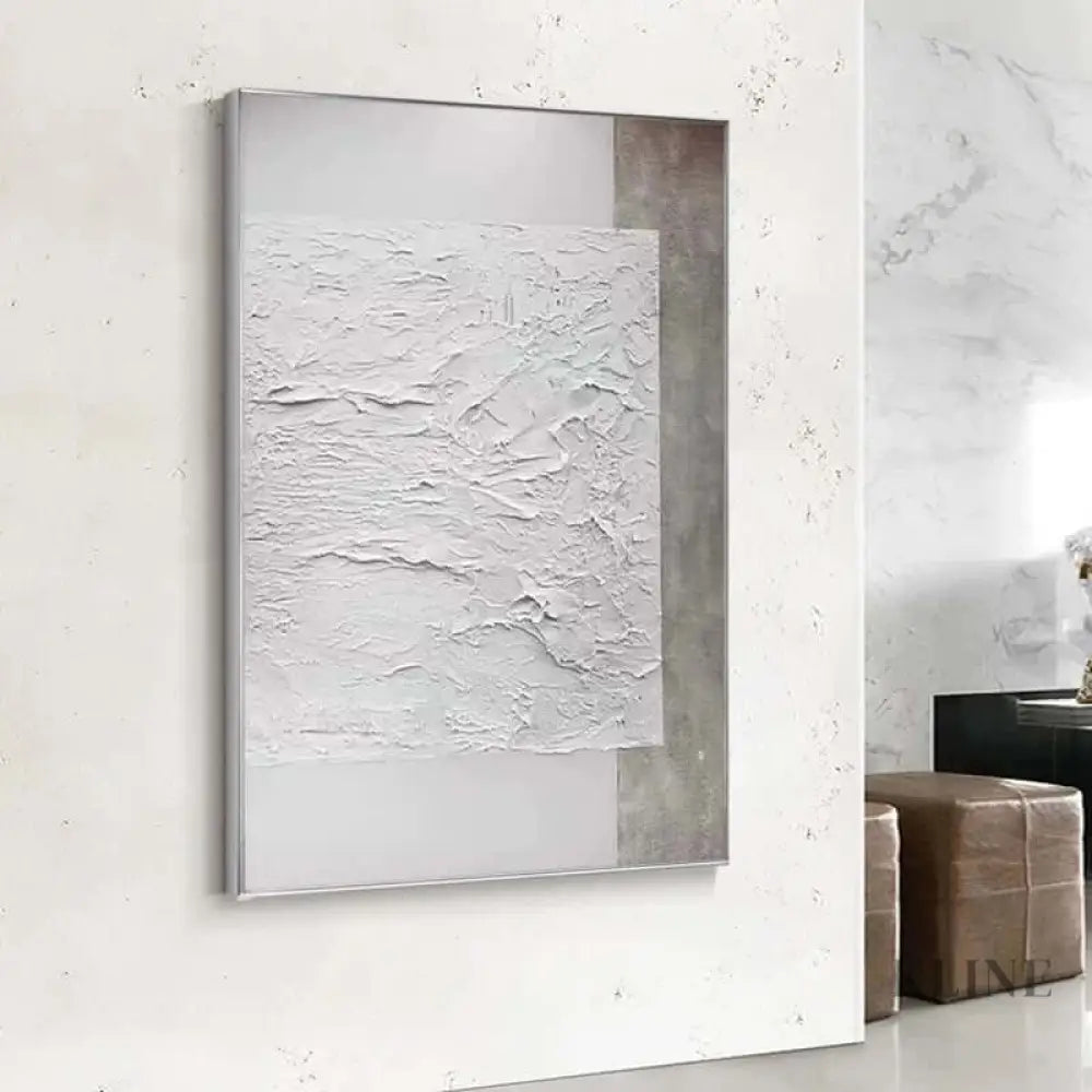 Beige and White Beach Textured Painting - Hand Painting