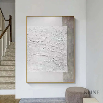 Beige and White Beach Textured Painting - Hand Painting