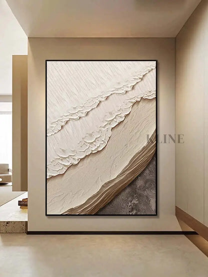 Beige Color Textured Beach Wall Art - Hand Painting