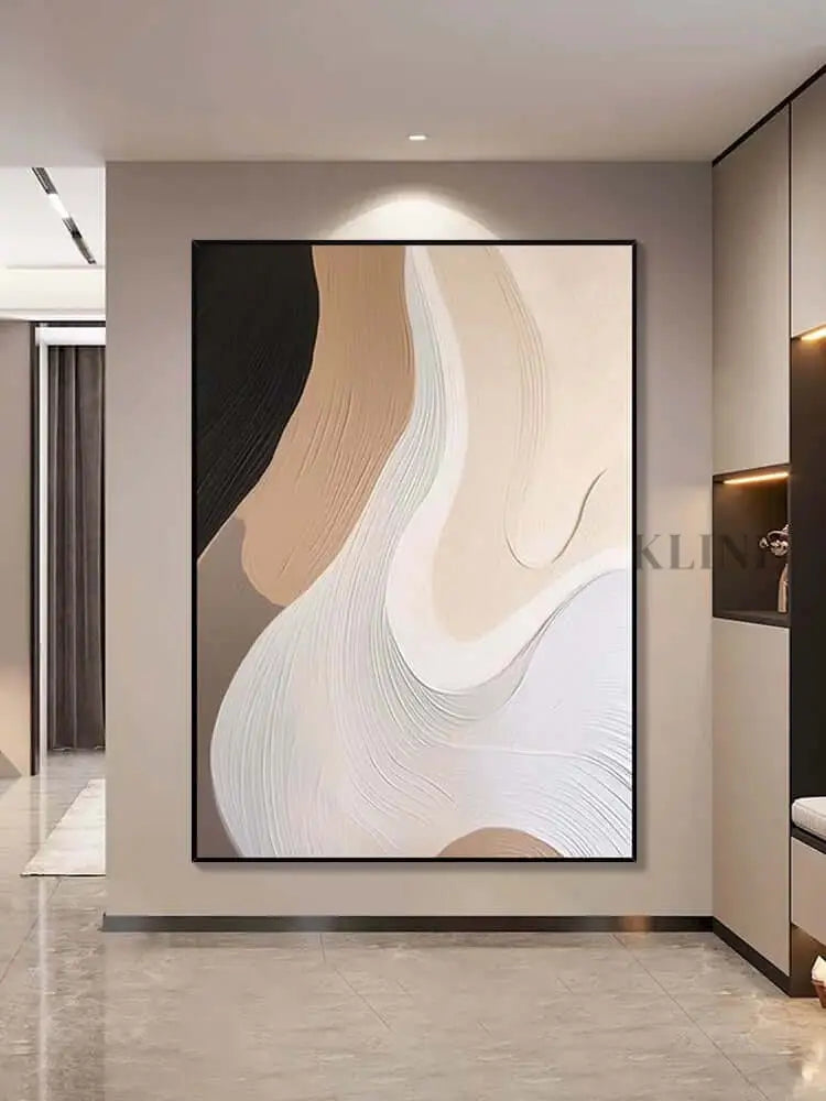 Beige Flow Texture Wall Art - Hand Painting