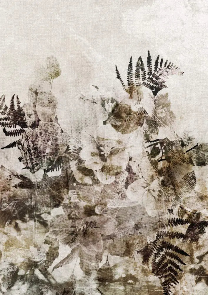 Beige Grunge Floral - Hand Painting