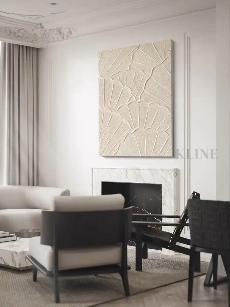 Beige Petals - Hand Painting Art mural texturé