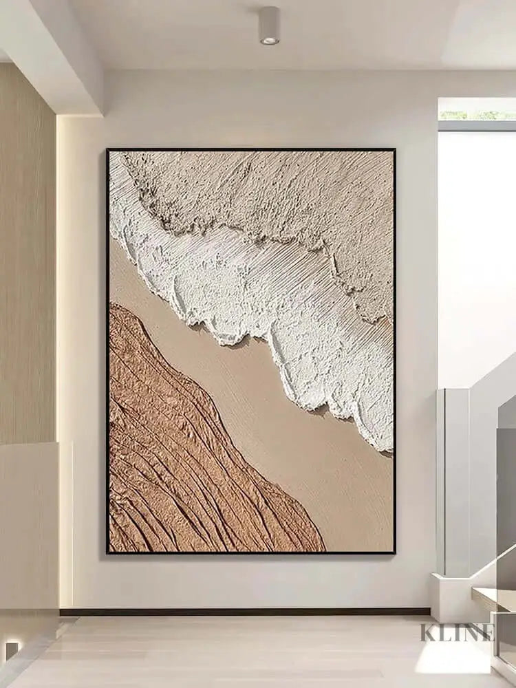 Beige White Beach Textured Wall Art - Hand Painting テクスチャーのあるウォールアート