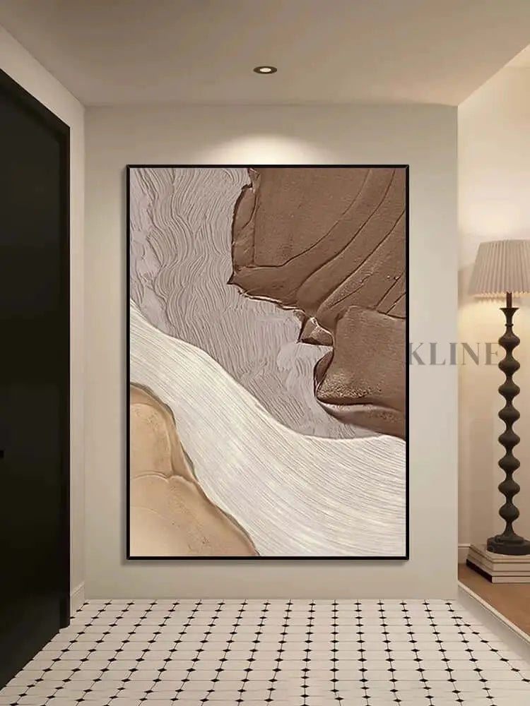 Beige White Coffee Textured Wall Art - Hand Painting لوحات المناظر البحرية