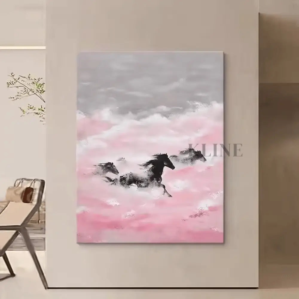 Beneath the Blushing Clouds They Run - Hand Painting ダイニングルームのウォールアート