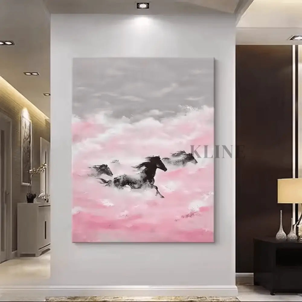 Beneath the Blushing Clouds They Run - Hand Painting ダイニングルームのウォールアート
