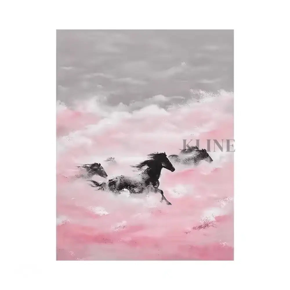 Beneath the Blushing Clouds They Run - Hand Painting ダイニングルームのウォールアート
