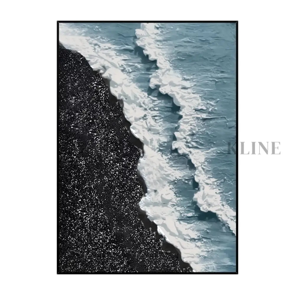 Black and Blue Seascape Canvas Oil Painting with Textures - Hand Painting