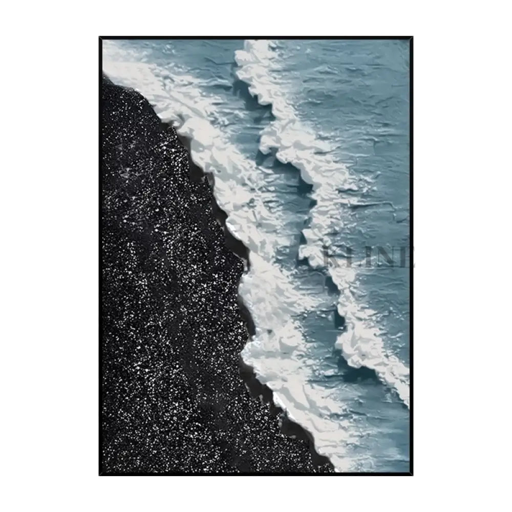 Black and Blue Seascape Canvas Oil Painting with Textures - Hand Painting Arte de pared grande