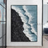 Black and Blue Seascape Canvas Oil Painting with Textures - Hand Painting