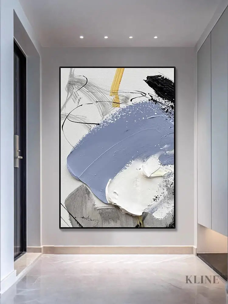 Black and Blue Textured Oil Painting - Hand Painting