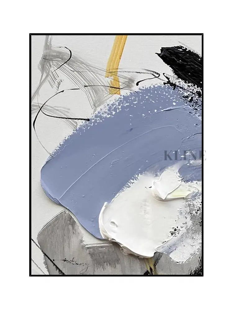 Black and Blue Textured Oil Painting - Hand Painting