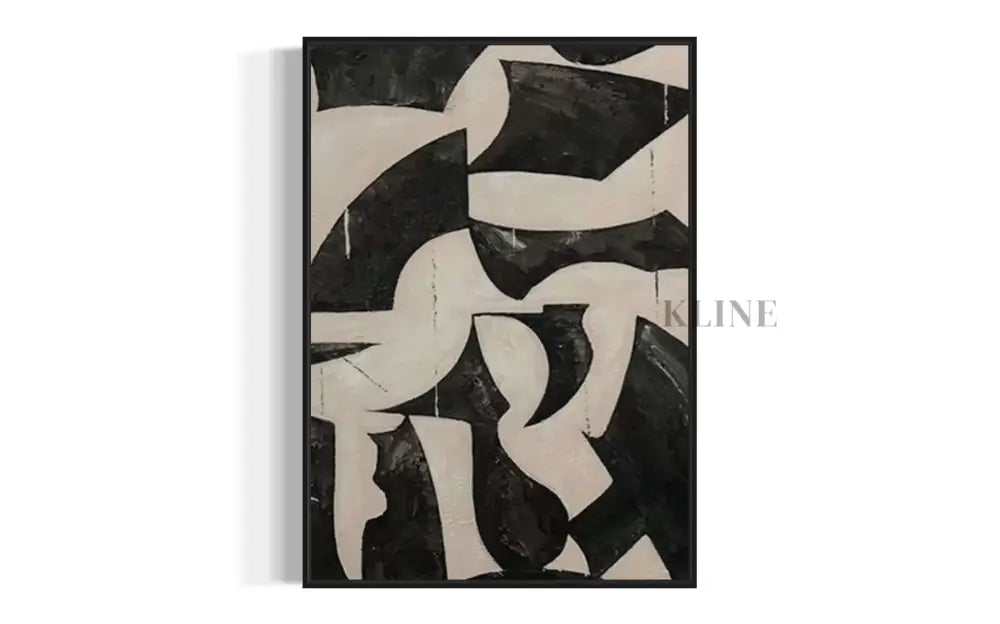 Black and Cream Geometric Style Wall Art 1 - Hand Painting Arte de pared grande