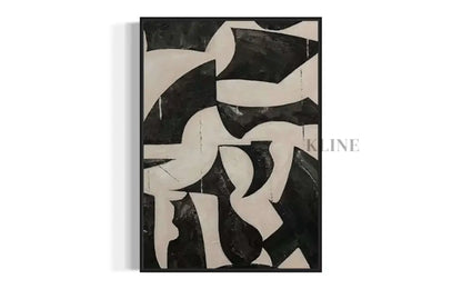 Black and Cream Geometric Style Wall Art 1 - Hand Painting