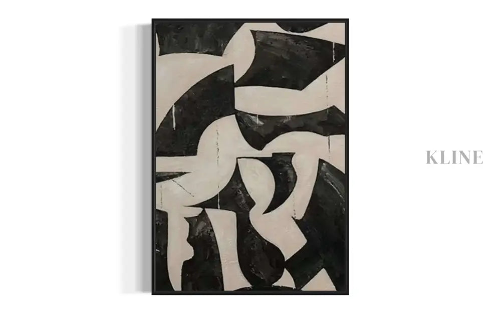 Black and Cream Geometric Style Wall Art 1 - Hand Painting 