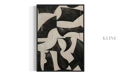 Black and Cream Geometric Style Wall Art 1 - Hand Painting
