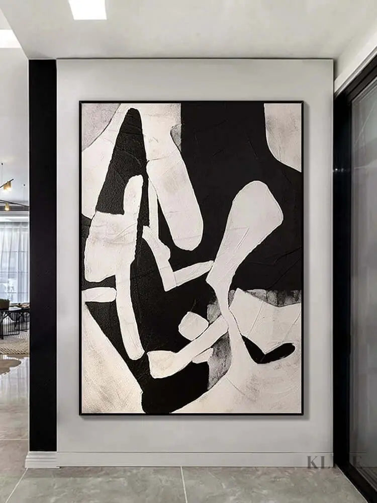 Black and Cream Geometric Style Wall Art 2 - Hand Painting