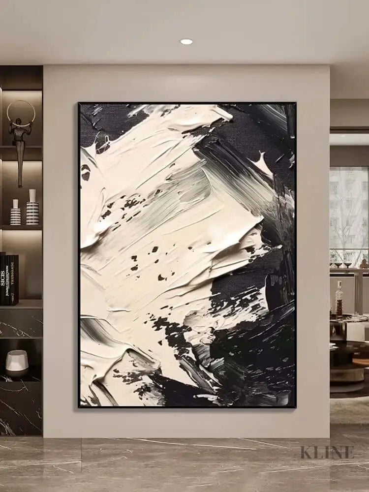 Black and Cream Strike Wall Art - Hand Painting