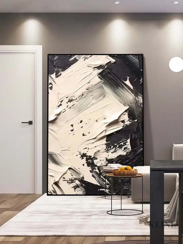 Black and Cream Strike Wall Art - Hand Painting 