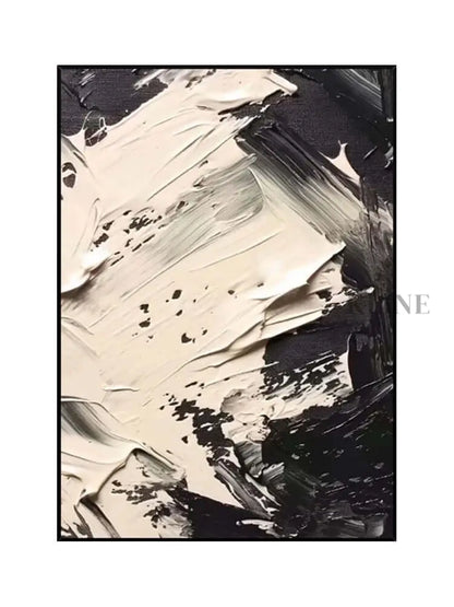 Black and Cream Strike Wall Art - Hand Painting