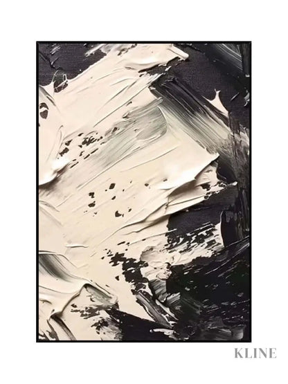 Black and Cream Strike Wall Art - Hand Painting