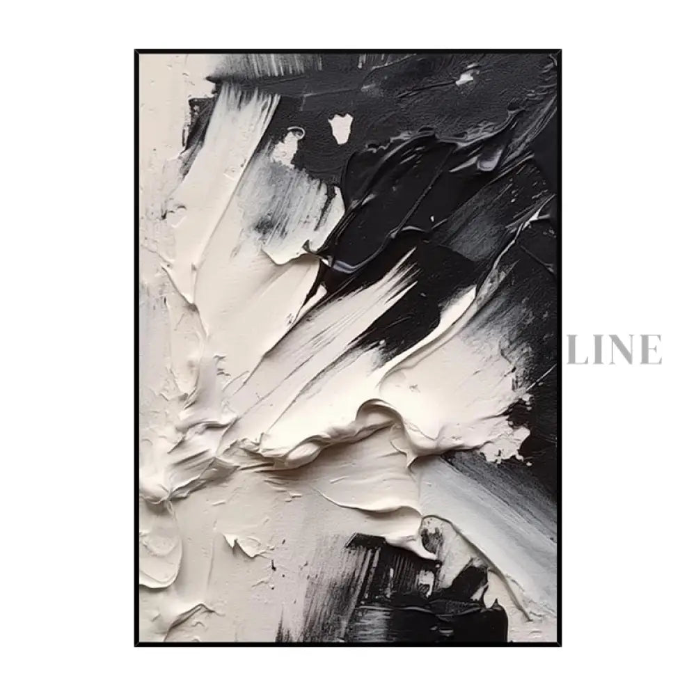 Black and Cream Textured Oil Painting - Hand Painting 