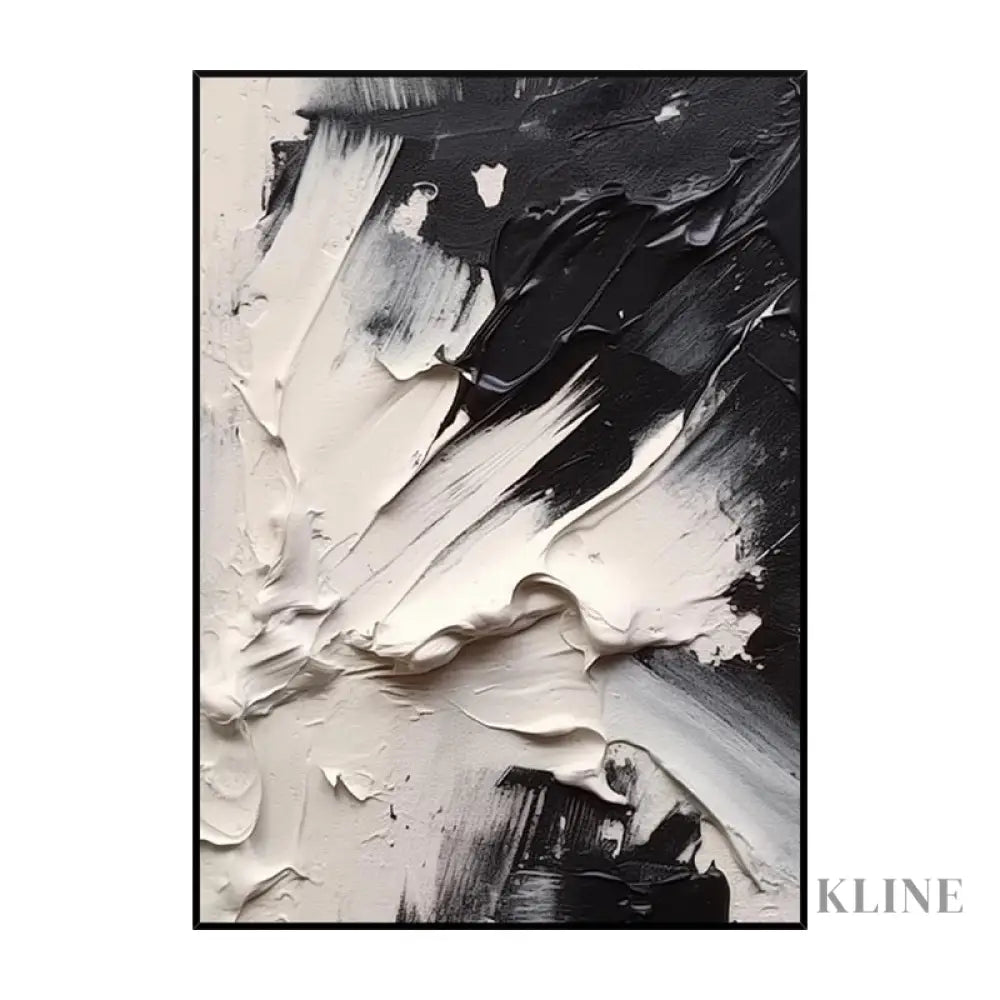 Black and Cream Textured Oil Painting - Hand Painting