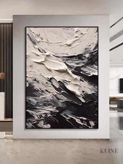 Black and Cream Textured Seascape - Hand Painting