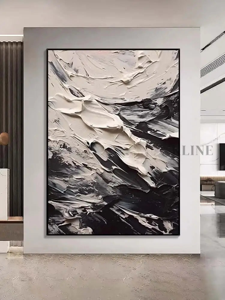 Black and Cream Textured Seascape - Hand Painting