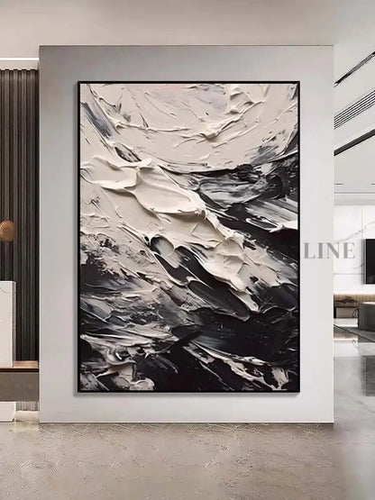 Black and Cream Textured Seascape - Hand Painting