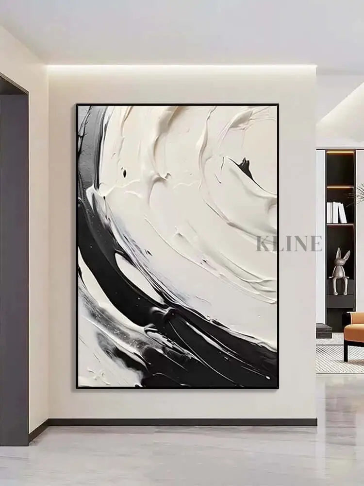 Black and Cream White Swipe - Hand Painting