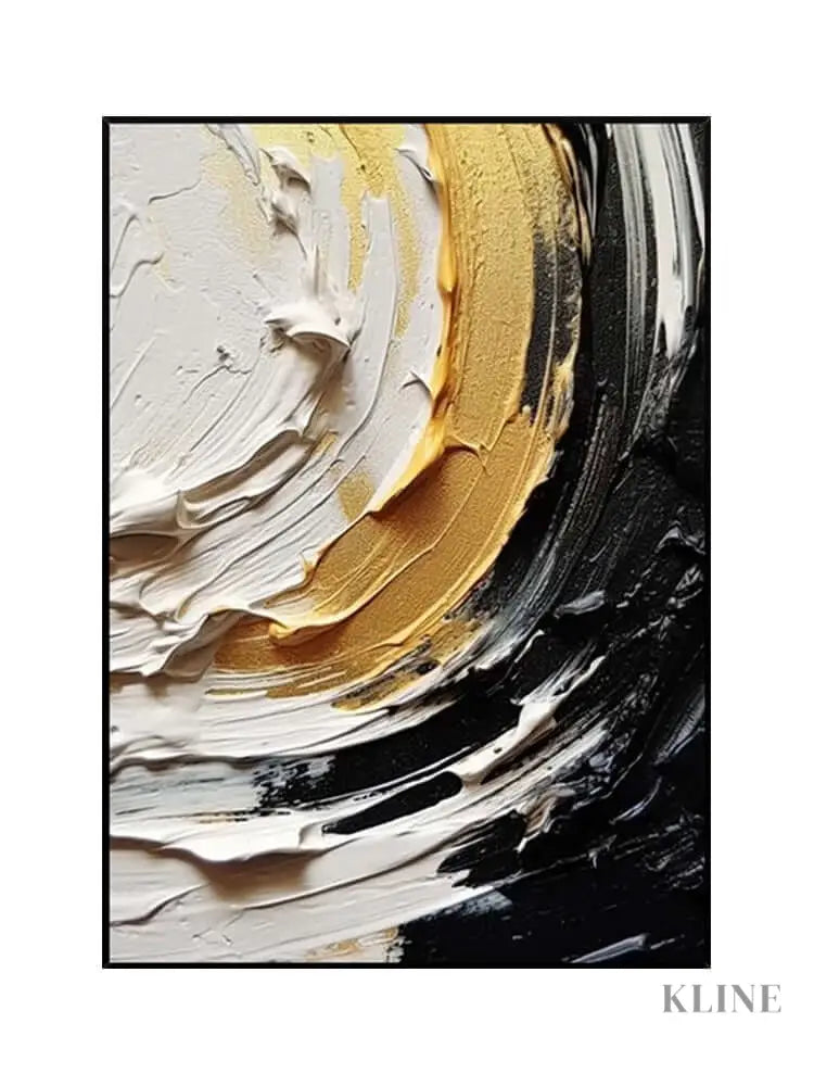 Black and Cream Yellow Textured Wall Art - Hand Painting 