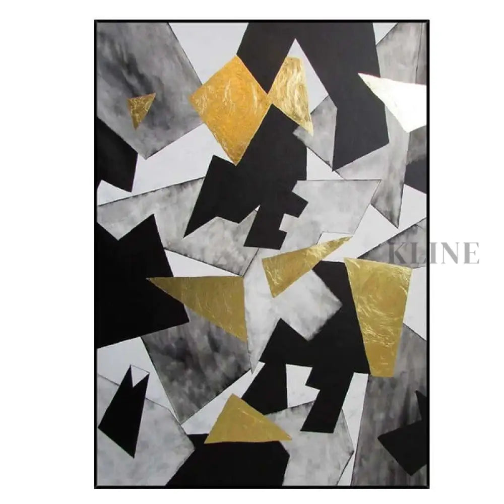 Black and Gold Geometric Art - Hand Painting