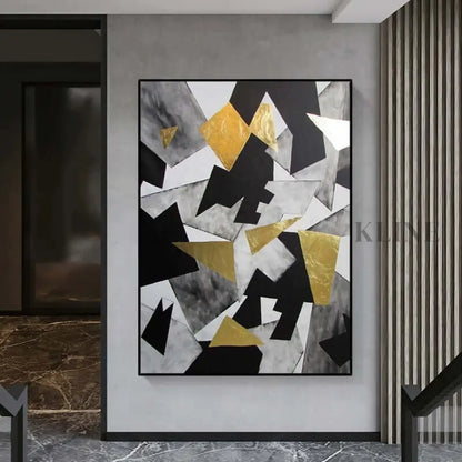 Black and Gold Geometric Art - Hand Painting