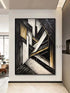 Black and Golden Geometric Textured Wall Art - Hand Painting