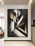 Black and Golden Geometric Textured Wall Art - Hand Painting