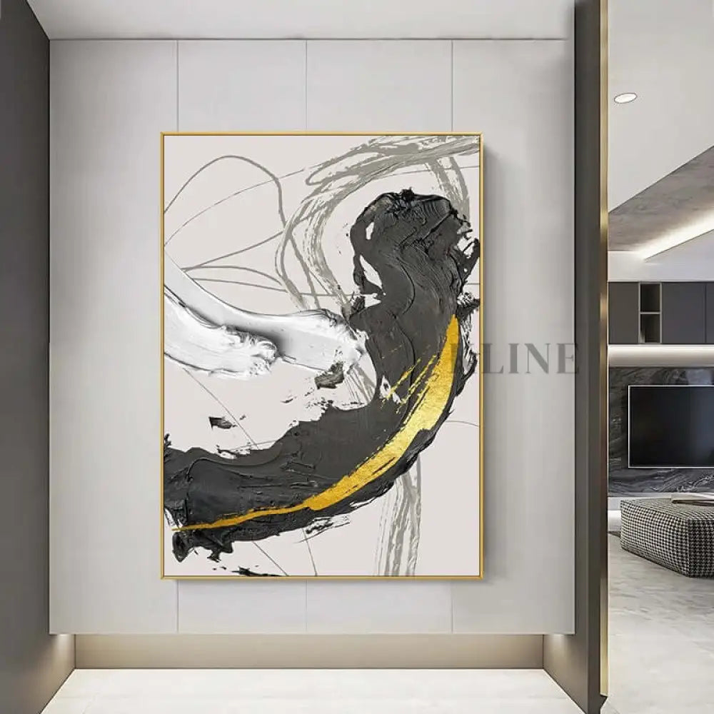 Black and Golden Wall Art - Hand Painting Art mural de salle à manger