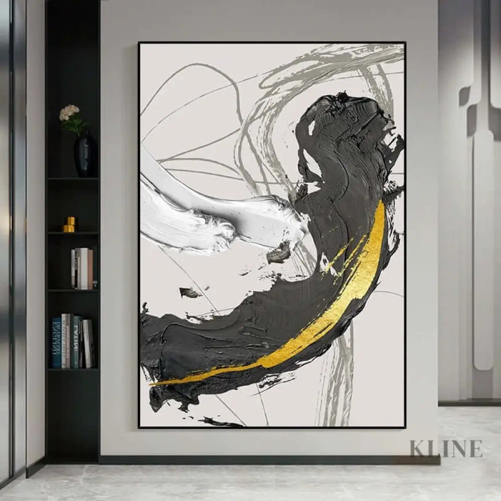 Black and Golden Wall Art - Hand Painting 