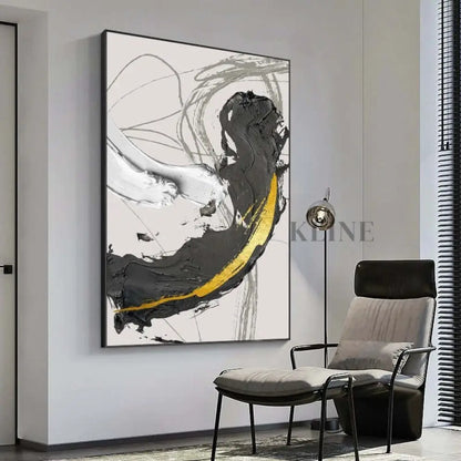 Black and Golden Wall Art - Hand Painting