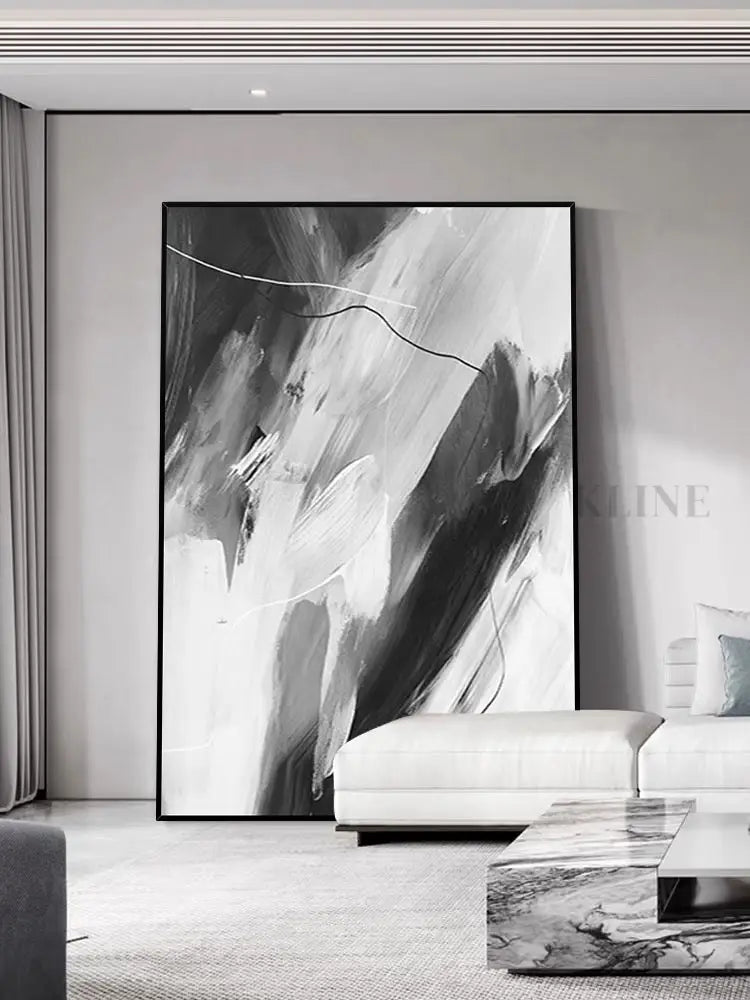 Black and Gray Style Art - Hand Painting Plaster Art