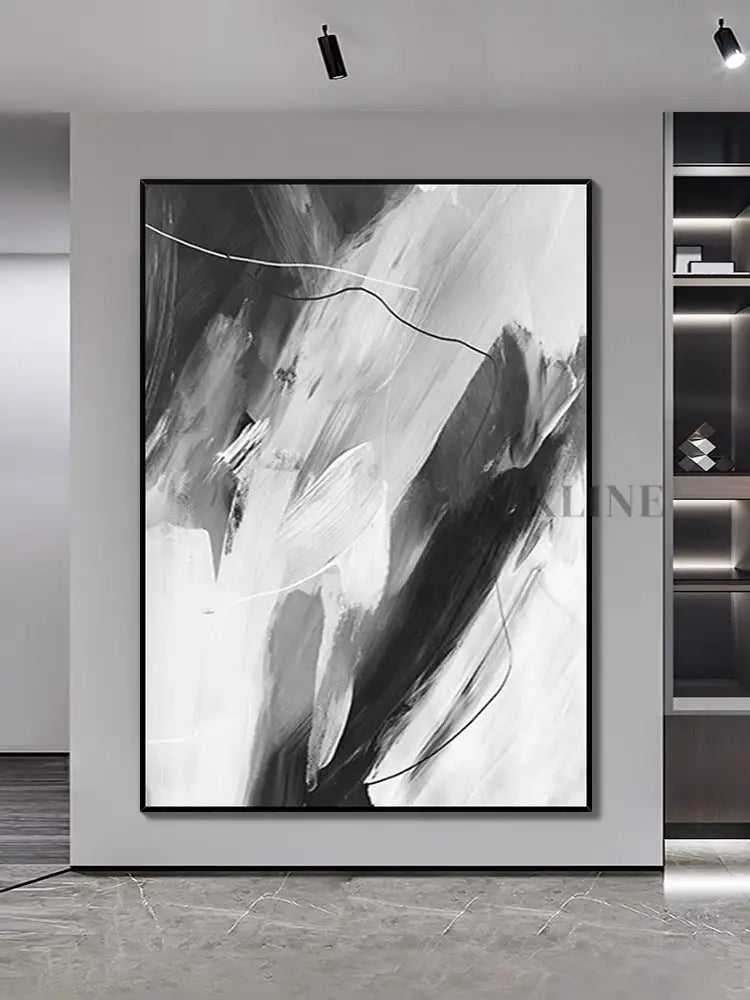 Black and Gray Style Art - Hand Painting Art mural de salle à manger