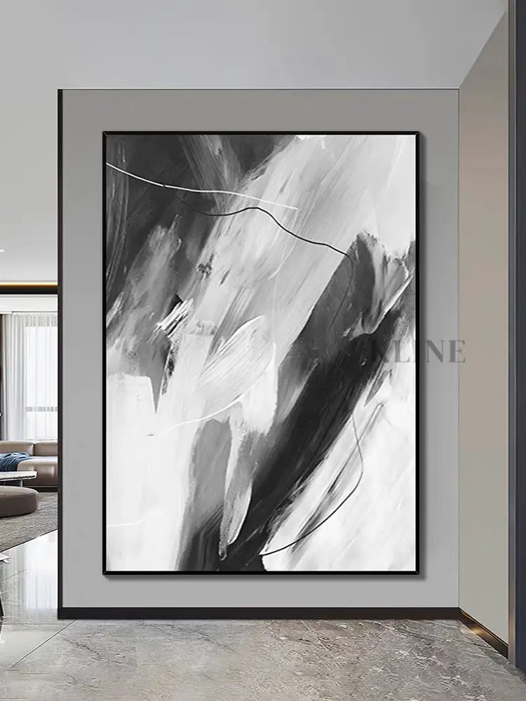 Black and Gray Style Art - Hand Painting Art mural de salle à manger