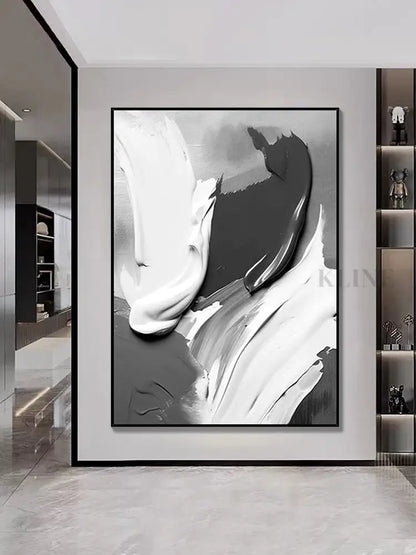 Black and Gray Textured Painting - Hand Painting